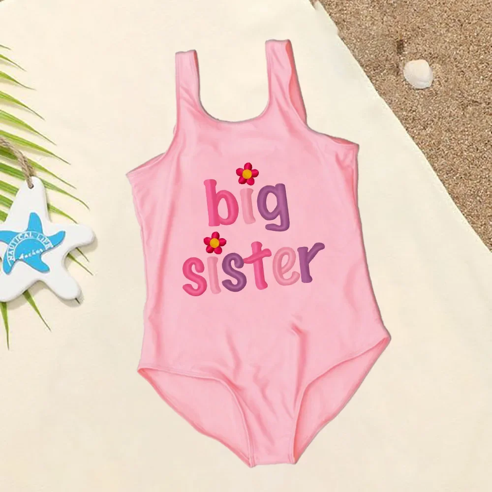 Big/middle/little Sister Baby Girl 1piece Bathing Suit for 2-7 Year Sibling Sister Macthing Swimsuits Flower Bikini Beachwear