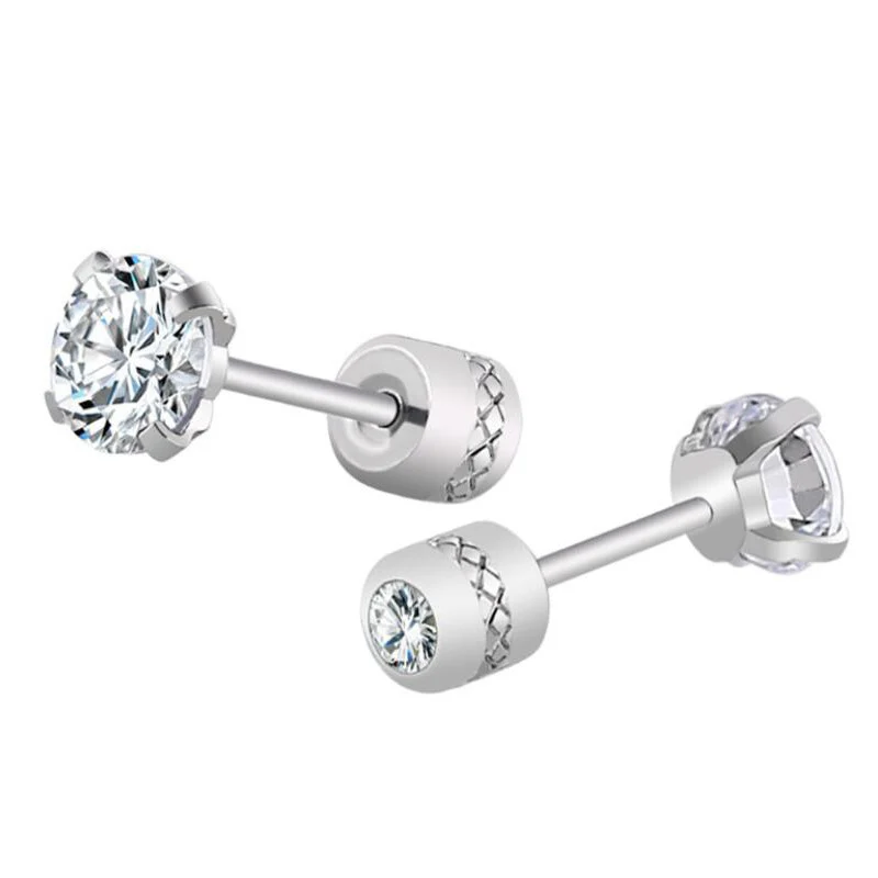 2 Stuks Medische Rvs Kristallen Stud Oorbellen Schroeven Piercing Tragus Kraakbeen Oorstekers Oorbellen Voor Mannen Vrouwen Sieraden