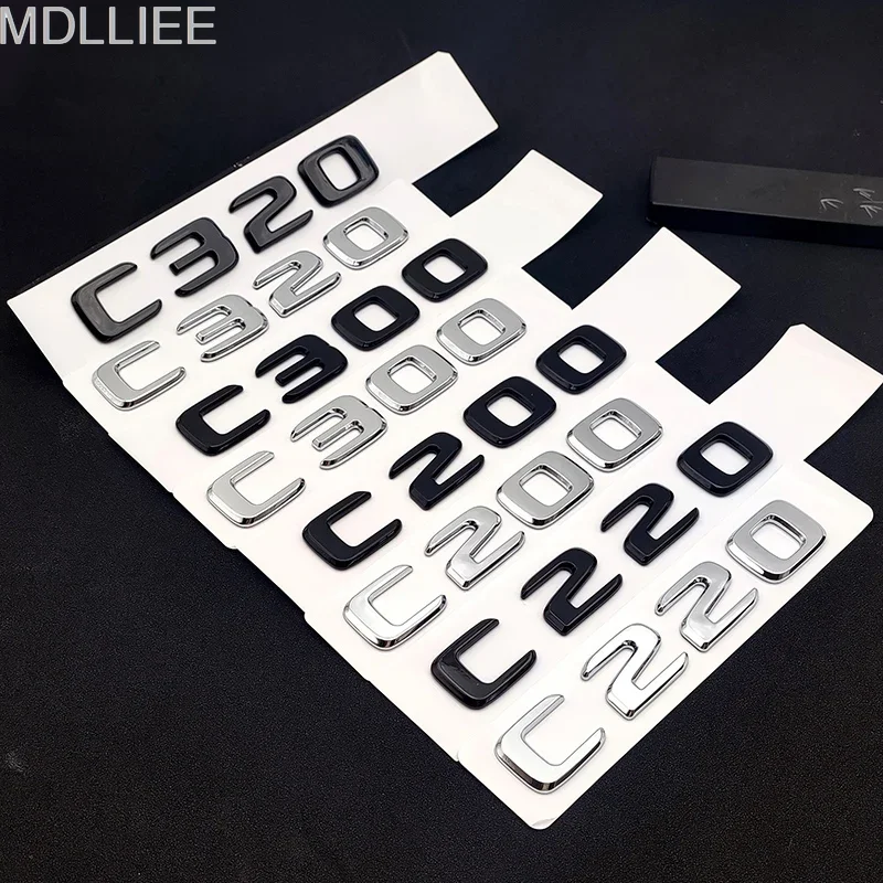 

ABS черные хромированные буквы 3D значок багажника автомобиля для Mercedes Benz C 200 220 300 C200 C220 C300 C320 логотип наклейка аксессуары