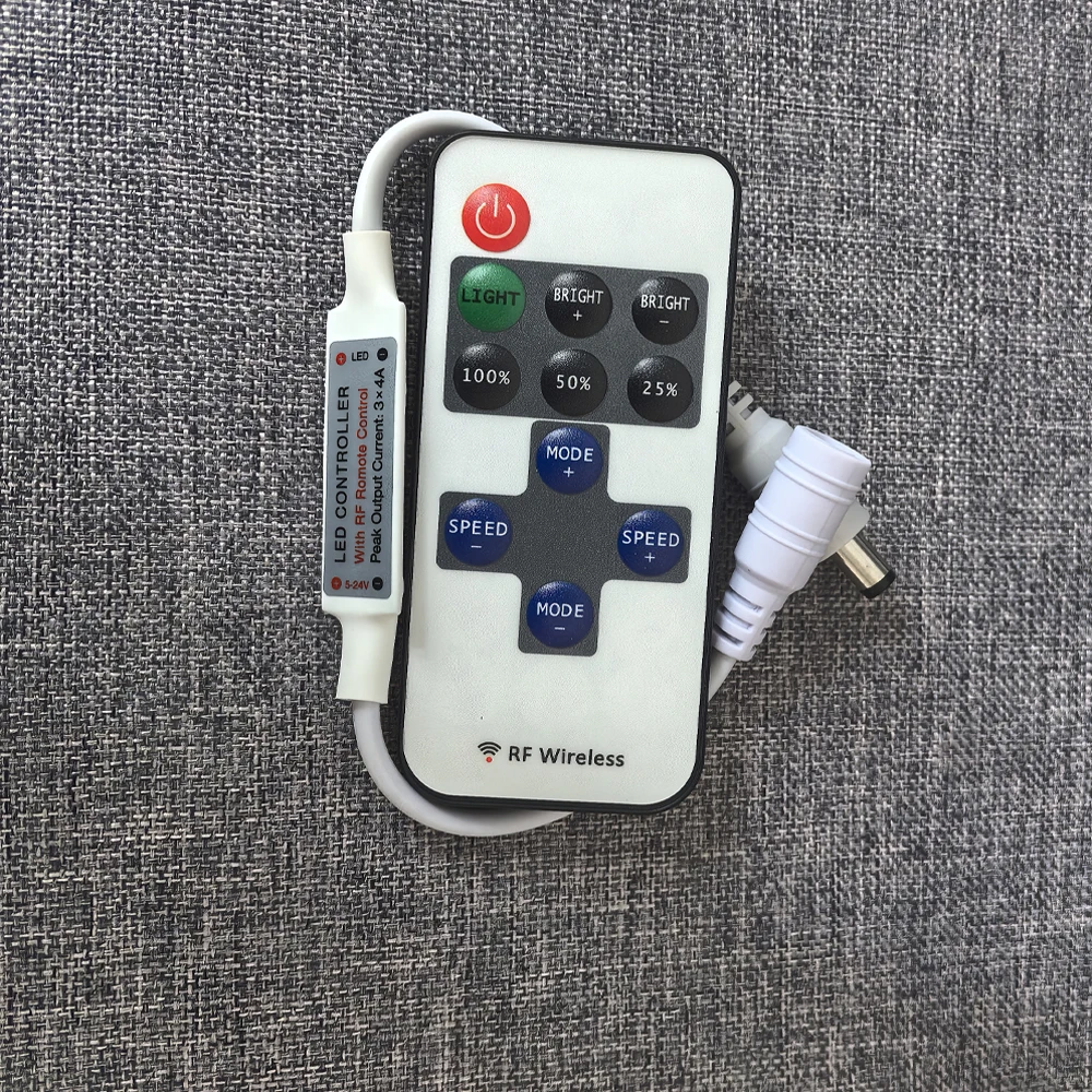 Mini LED Single Color Dimmer RF Wireless Remote Controller 11Keys DC5V 12V 24V 6A For SMD COB 5050 2835 3014 LED Strips Lights