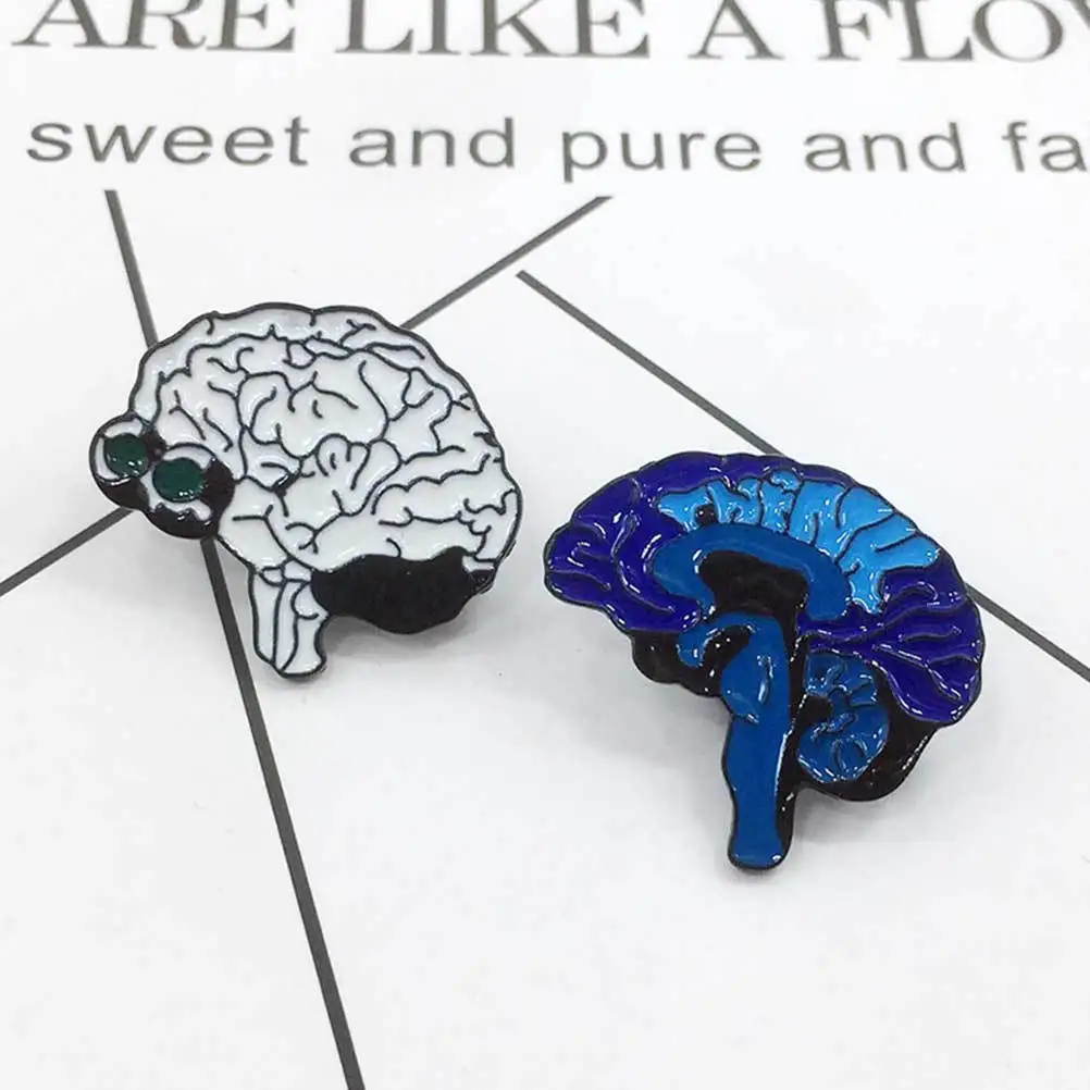 

4Pcs Cartoon Brooch Human Brain Shaped Adorable Alloy Badge Clothes Pin Cute Decorative Accessory White Cartoon Brooch