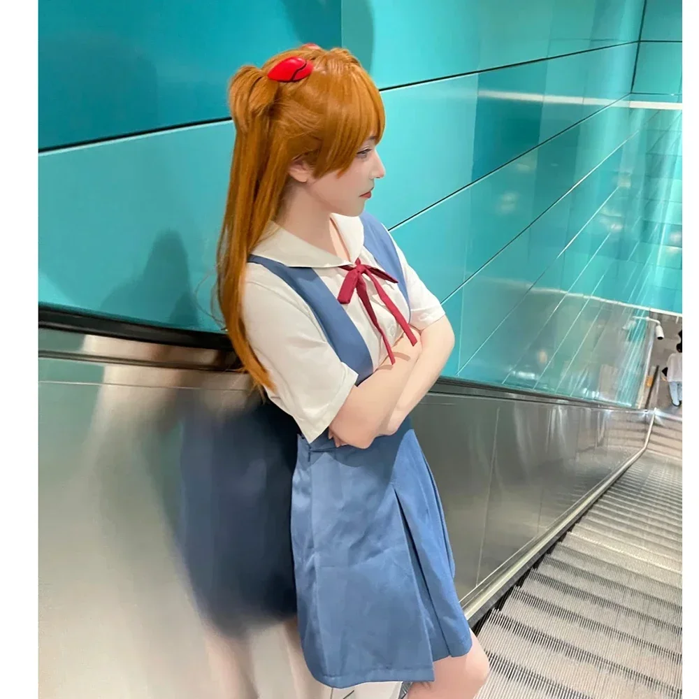 Rei Ayanami Cosplay Costume Asuka Langley Soryu Cosplay femmes école uniforme robes perruque pinces à cheveux Halloween Loli