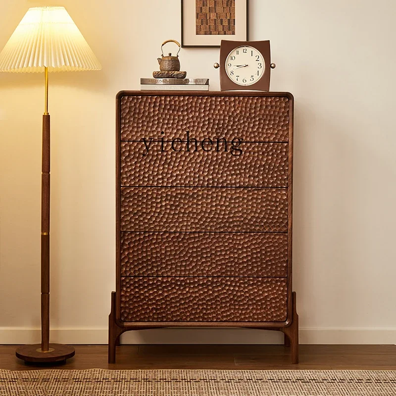 GZ-10 North American Black Walnut Cabinet Solid Wood Wall-Mounted Drawer Cabinet Storage Cabinet
