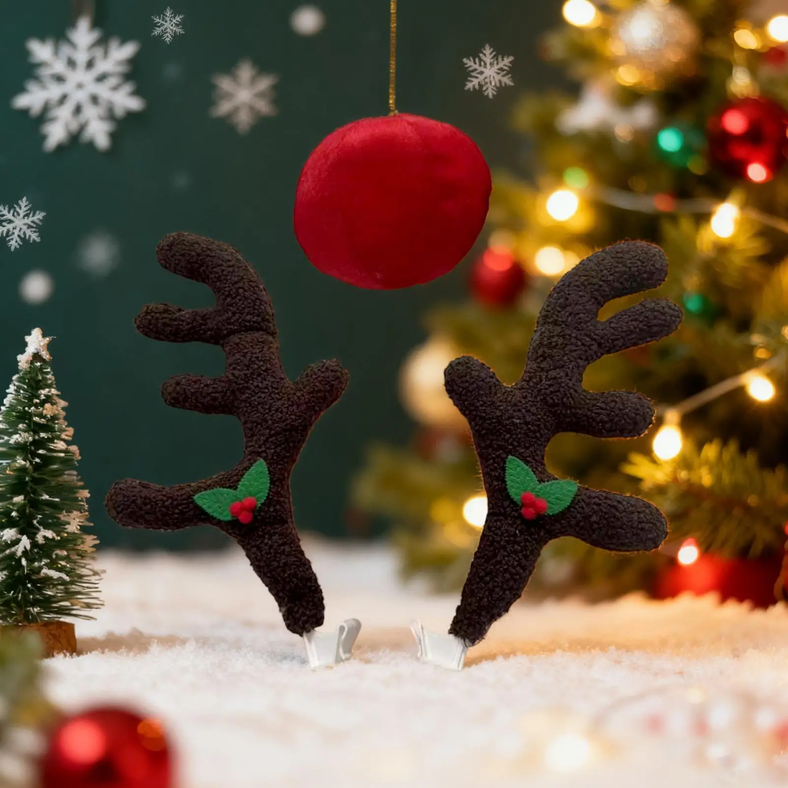 Reindeer Antlers For Cars Holiday Exterior Automotive Decoration Christmas Reindeer For Car Ornaments For Suv Van Truck Vehicle