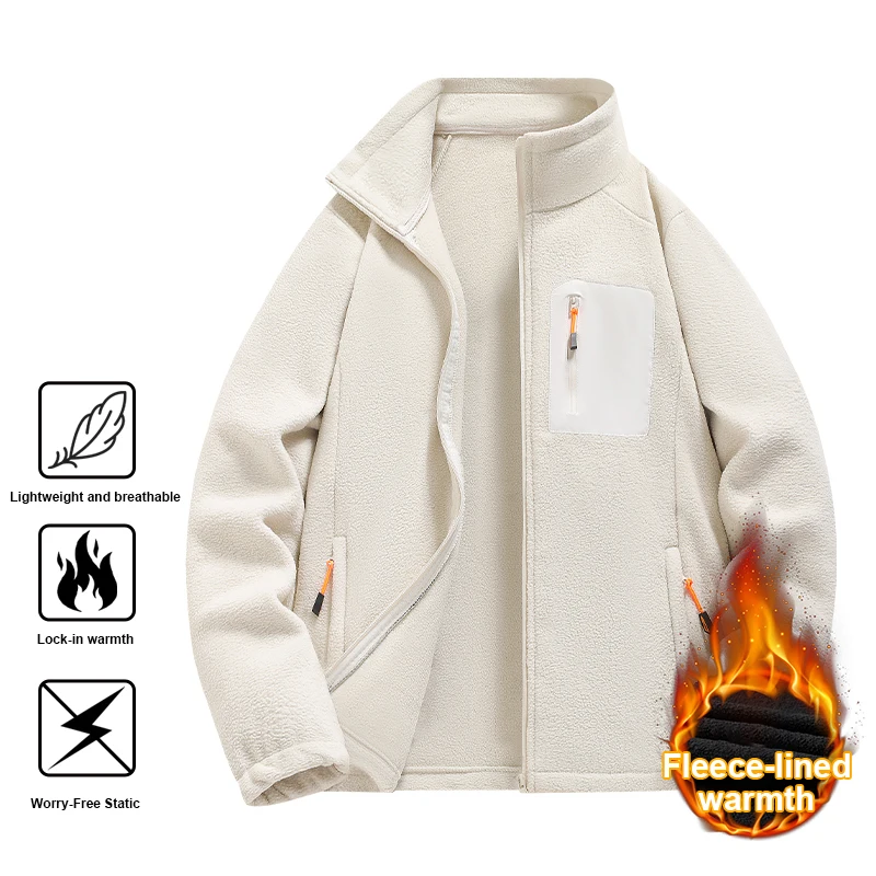 

New Winter Sports Outdoor Jackets Men Autumn Casual Loose Couple Coat Men's Thick Versatile Warm Breathable Polar Fleece Jacket