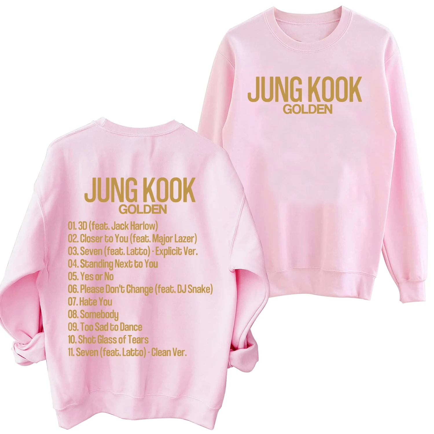 Jungkook Golden Kpop Sweatshirt Man Woman Harajuku Pullover Tops Long Sleeve Oversized Hoodie Fans Gift