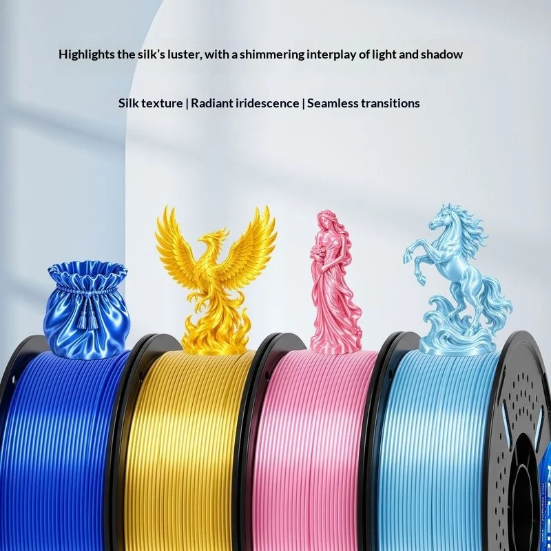 PLA Silk Dual Color Filament Gold Rainbow 1.75mm 1kg FDM 3D Printer Material Spool Printing Compatible Refill Roll Set