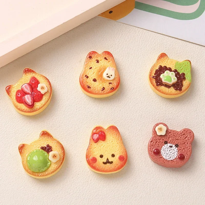 10/100pcs Cartoon DIY Resin Accessories Jewelry Cat Head Biscuits Handmade Hairpin Phone Case Shoe Buckle Accessories Batch