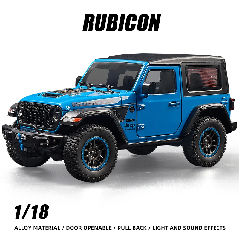 1:18 Rubicon Off-road Vehicles Alloy Car Model Toy Boy Diecasts Metal  Sound Light Kid Elite Fast and Furious Premium One Piece