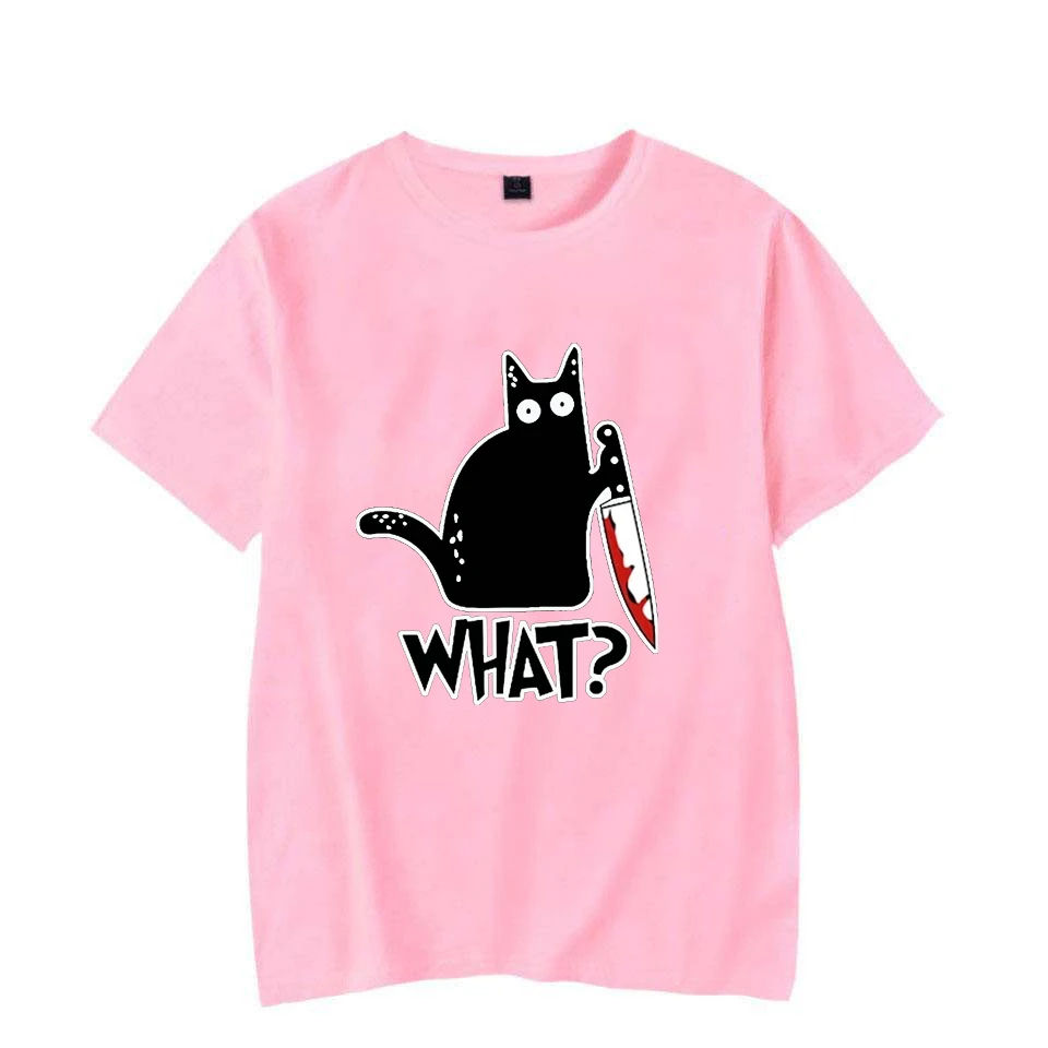 What Is a Black Cat Kitchen Knife? Printed Fashionable Men's Women's T-shirt Cool Summer T-shirt Street Plus Size Couple's Tops