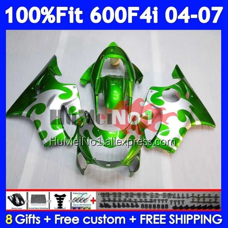 Injection Body For HONDA CBR600 CBR 600 F4i 600F4i 35No.79 CBR600F4i 04 05 06 07 600CC 2004 2005 2006 Green Silver 2007 Fairing