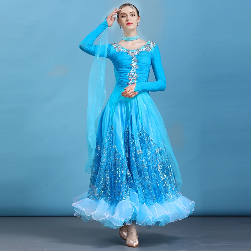 customized women's adult Latin ballroom dance modern dance costume performance costume sequin competition jumpsuit dance skirt