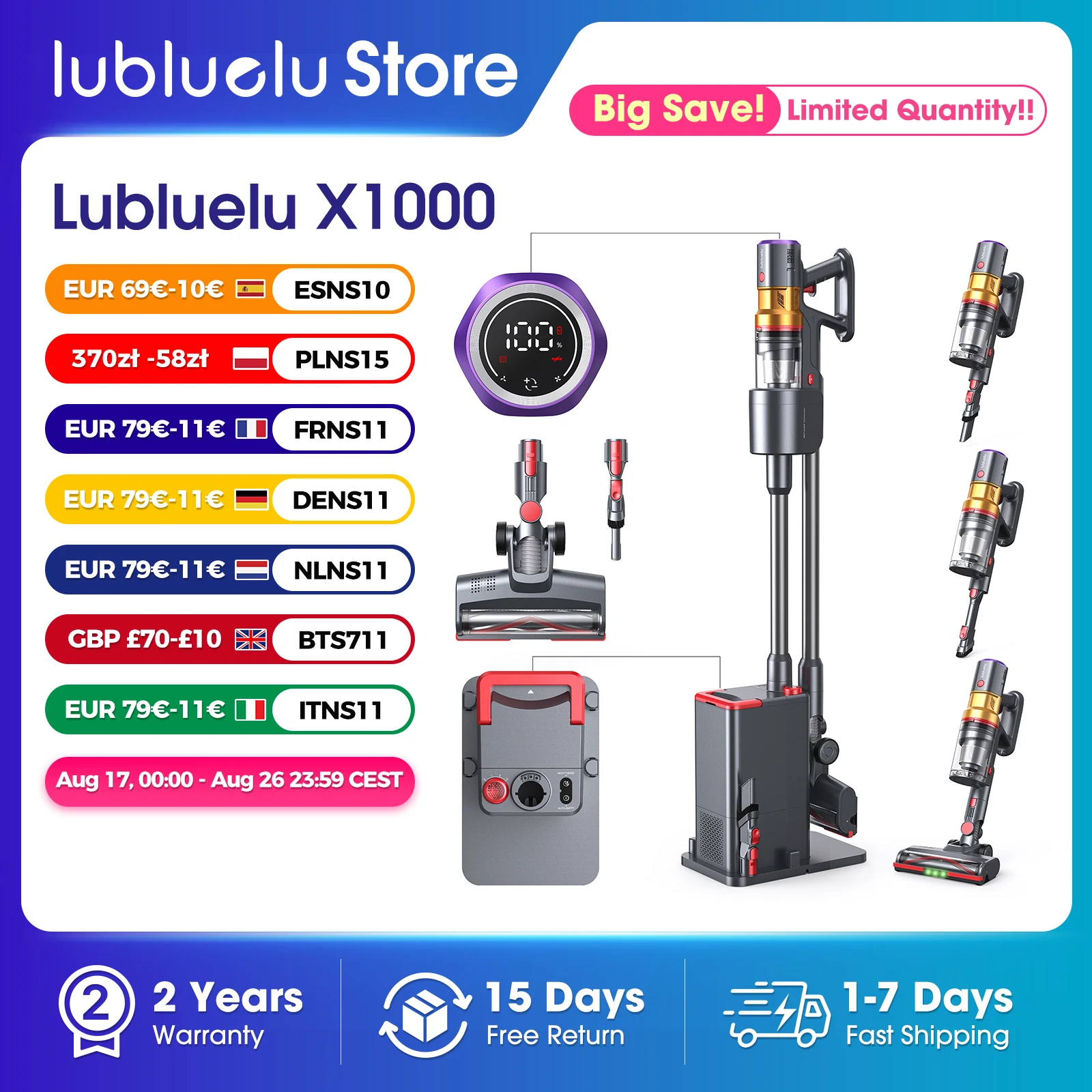Odkurzacz bezprzewodowy Lubluelu 400W 52KPA z EU za $111.19 / ~423zł