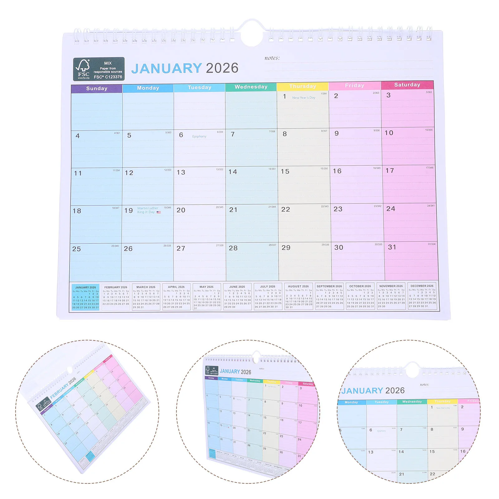 

Wall Calendar Hanging Spiral 2026-2027 Jan 2026 to Jun 2027 Large Daily Planner Family Holidays Office Large Wall Calendar