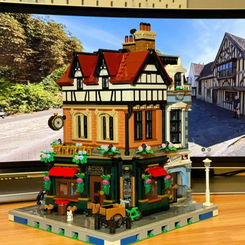 

Строительные блоки, 3266 шт., модульные строительные блоки MOC 10350, британский уличный уголок, креативный эксперт, уличная сцена, игрушка, подходит