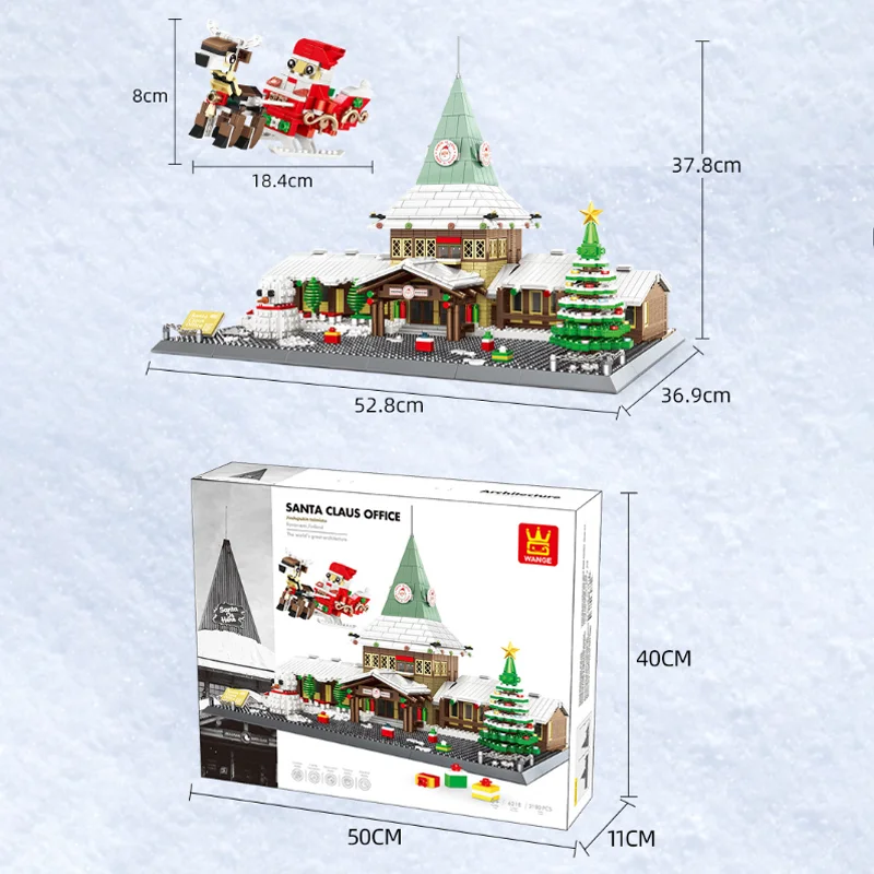 Kawaii Santa Claus Architecture Series Puzzle Block Dream Style Originality Sleigh Car Snowman Decor Collect Toys Christmas Gift