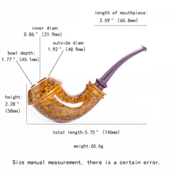 MUXIANG Briar Horn Tobacco Pipe Handmade Vulcanized Rubber Pipe Freestyle Smoking Pipe 3mm Pipe Channel Father Christmas Gift