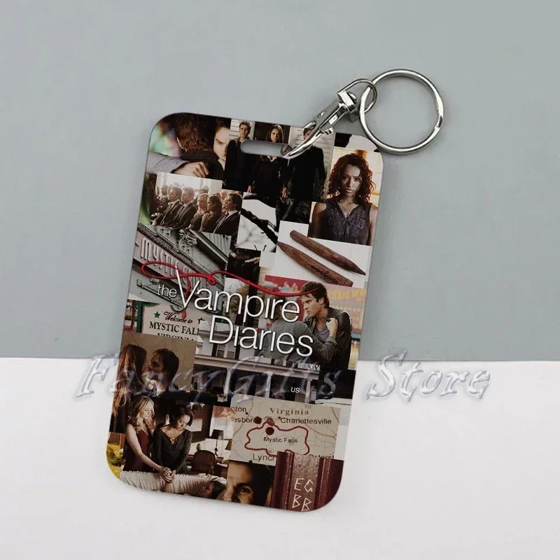 Aesthetic The Vampire Diaries Keychain Card Holder Damon Elena Stefan Keychains Holders Bank Bus ID Credit Cards Key Ring Chains