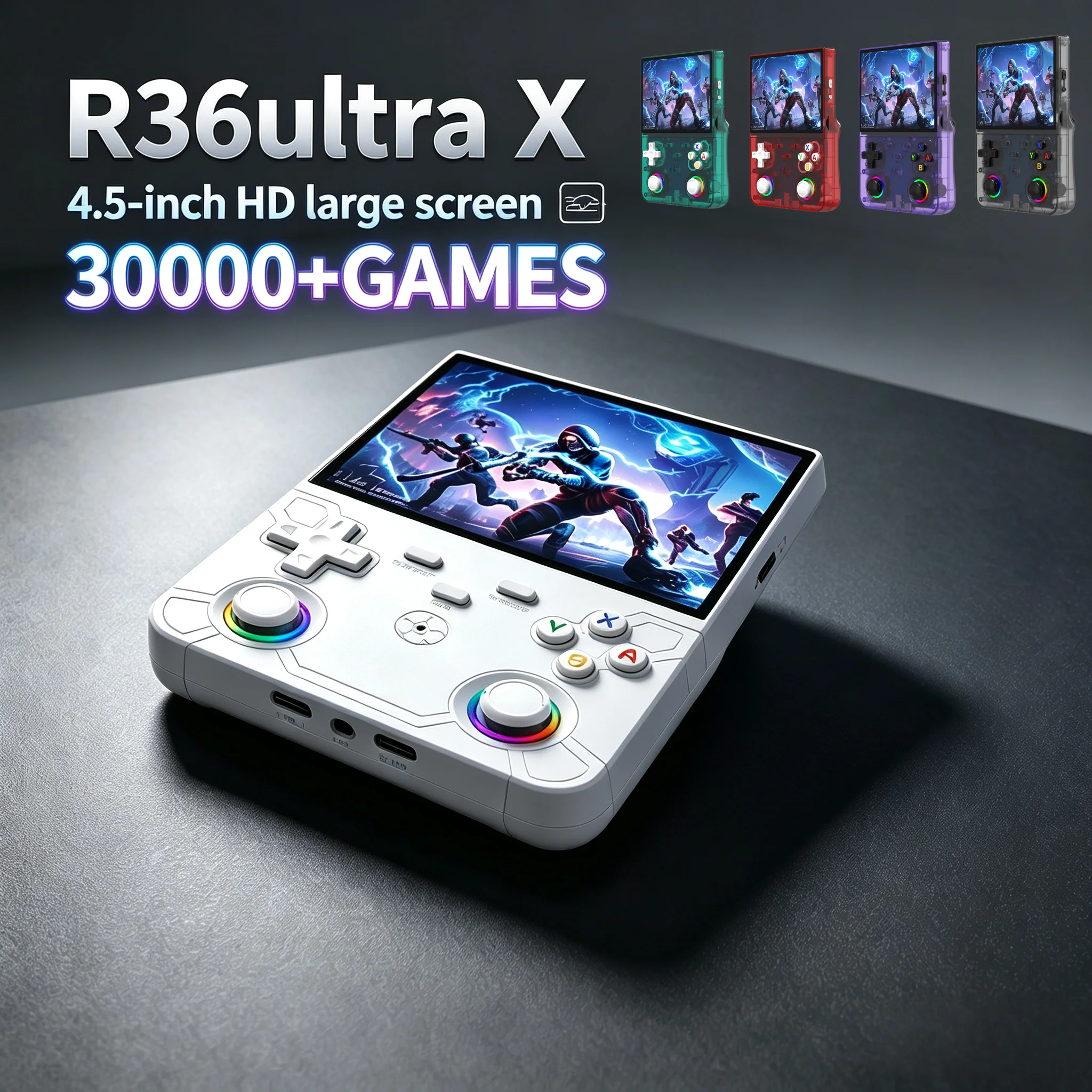 Nouvelle console de jeux vidéo rétro portable R36 Ultra X, écran IPS, 128 Go de jeux préchargés, lecteur de poche portable avec système Linux