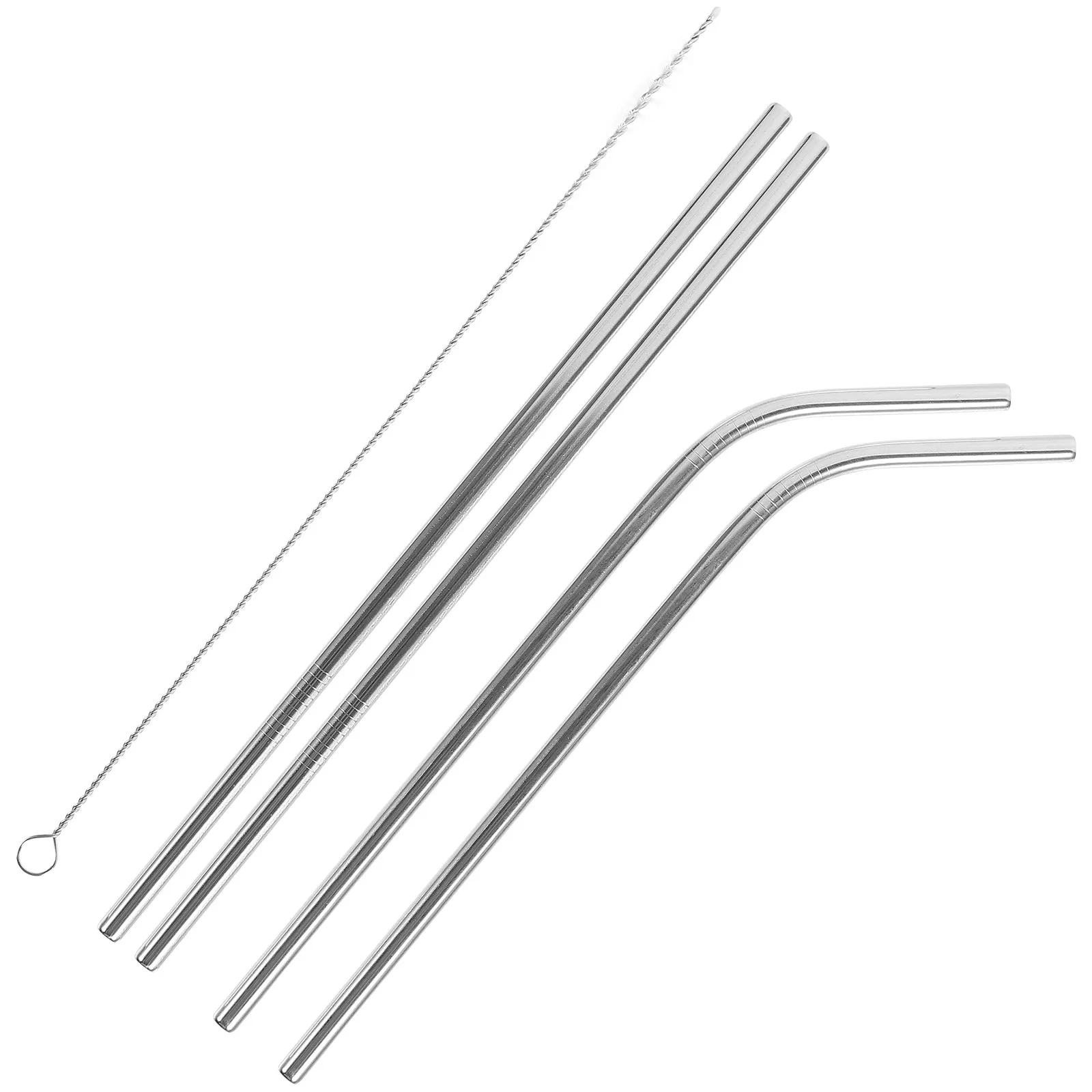 1Set Stainless Steel Reusable Straws Set Lightweight Exquisite Design Bright Color Photo Prop Party Drink Straw for Easter Beach