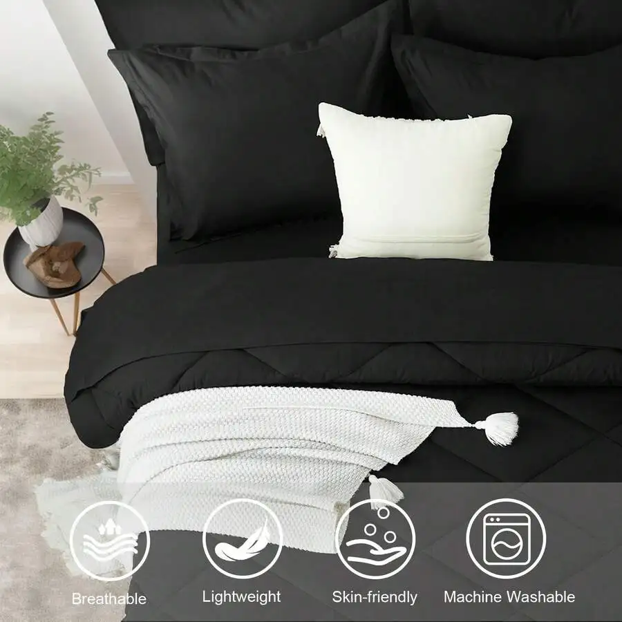 5/7 Piece Solid Color Bed Comforter Set Queen, Creative Geometric Design, Soft And Comfortable Summer Bedding Set.Bed In A Bag F