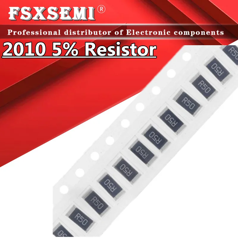 

50pcs 2010 5% 3/4W SMD Chip Resistor 0R -10M 0 10 100 220 470 ohm 0R 10R 100R 220R 470R 1K 2.2K 3.3K 4.7K 10K 100K 1M resistors