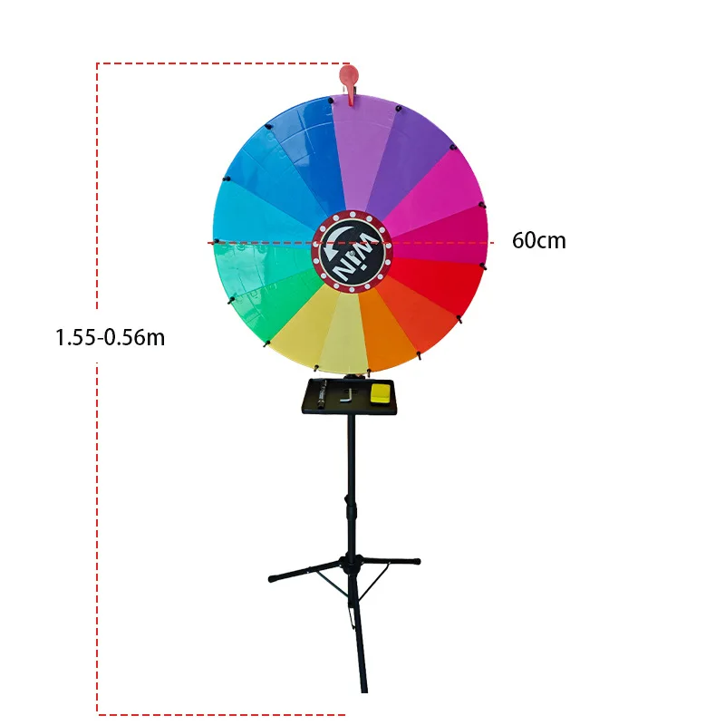24-inch Prize Wheel Adjustable Height 32-61 inch Desktop Floor Stand Spinner for Party Carnival Tradeshow