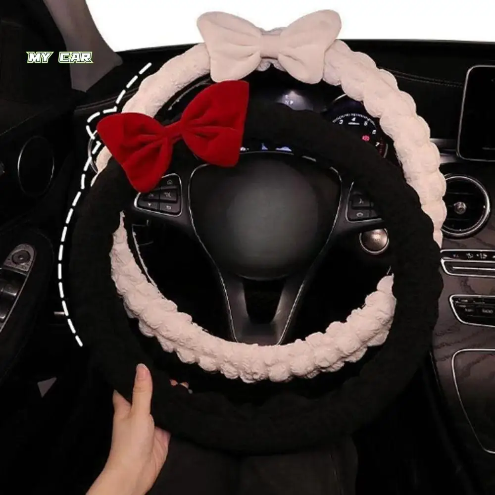 

Plush Car Steering Wheel Cover Anti-slip Inner Ring Steer Wheel Protector Cover Universal Warm Steering Wheel Sleeve Women