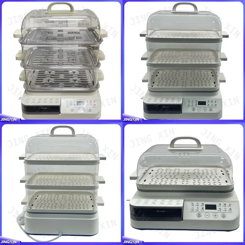 custom for Electric 3 Tier Food Steamer 20L 304 Stainless Steel Heating Plate 12H Timer 8H Keep Warm Overheat Protection