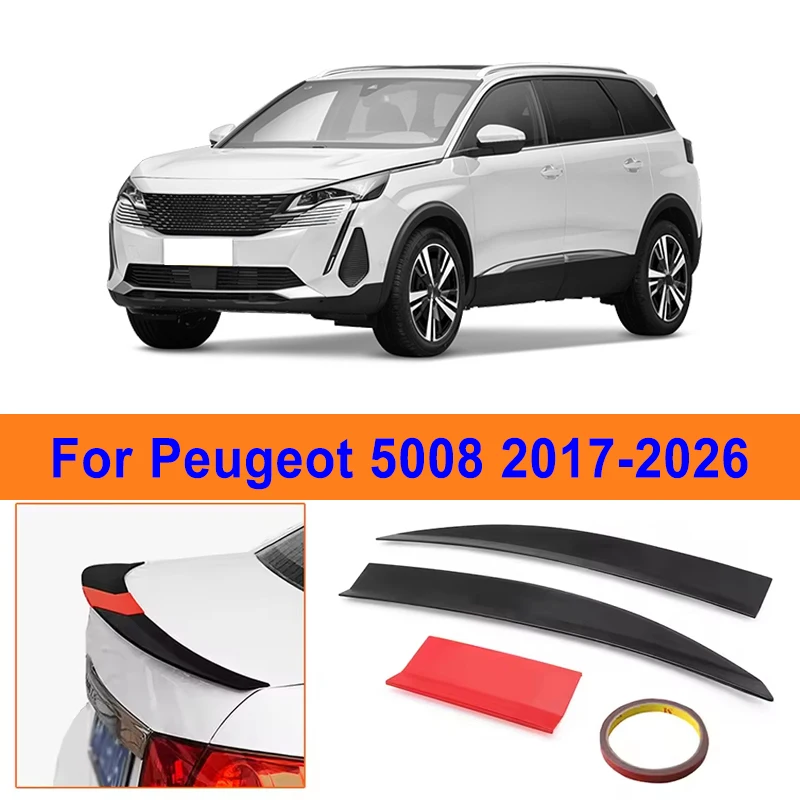 

For Peugeot 5008 2017-2026 3-Section ABS Rear Trunk Spoiler 115-125cm Adjustable Sports Decor Top Wing Car Exterior Parts