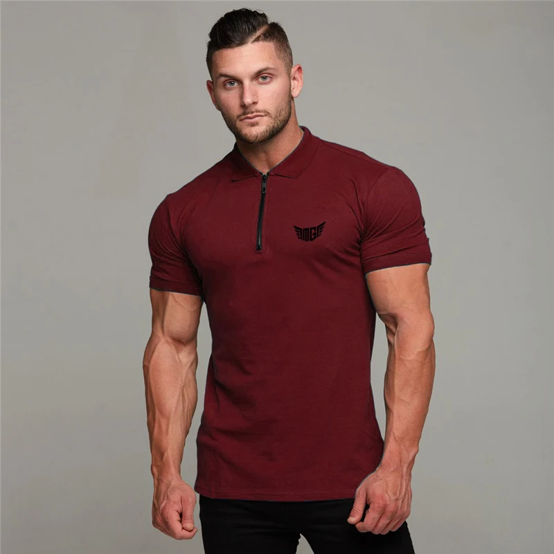 2022 Summer New Arrival Hot Style Fashion Zip Polo Tees Mens Cotton Printed Polo Shirts Bodybuilding Fitness Polo T-Shirt