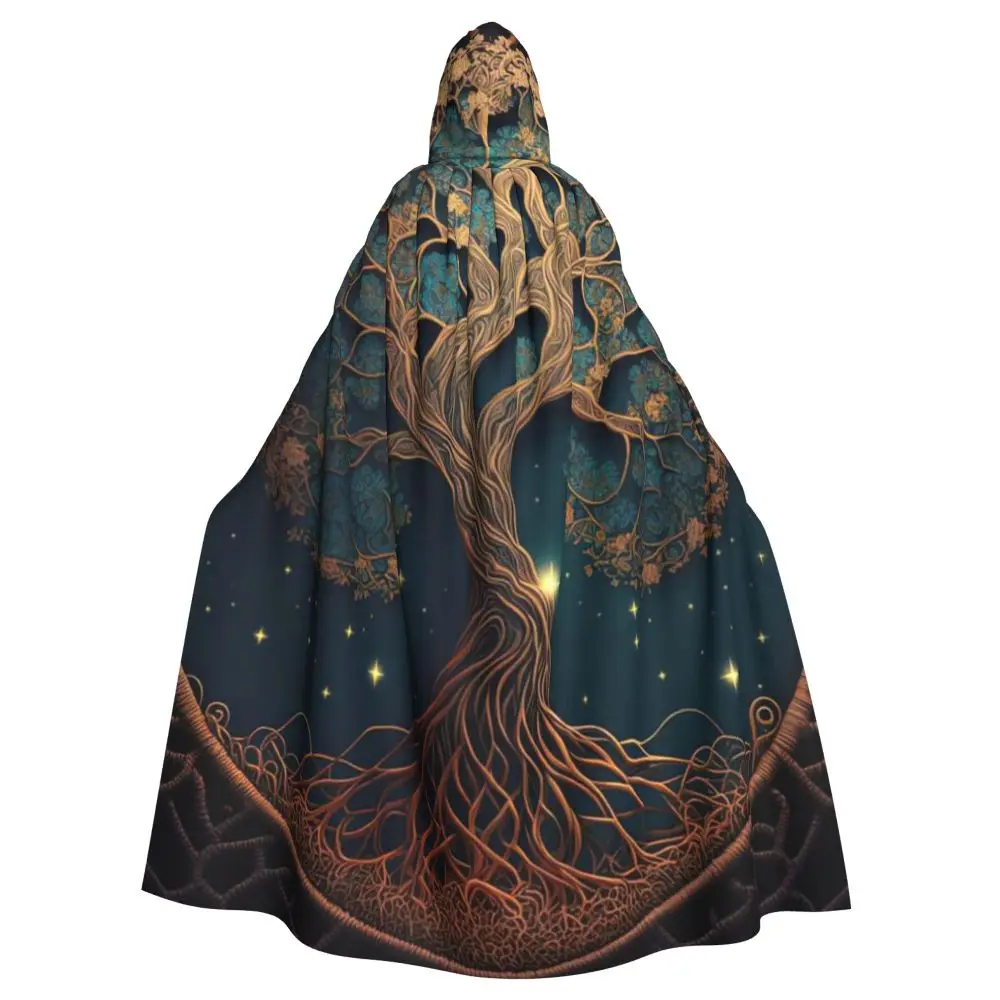 The Tree Of Life Hooded Cloak Halloween Party Cosplay Woman Men Adult Long Witchcraft Robe Hood