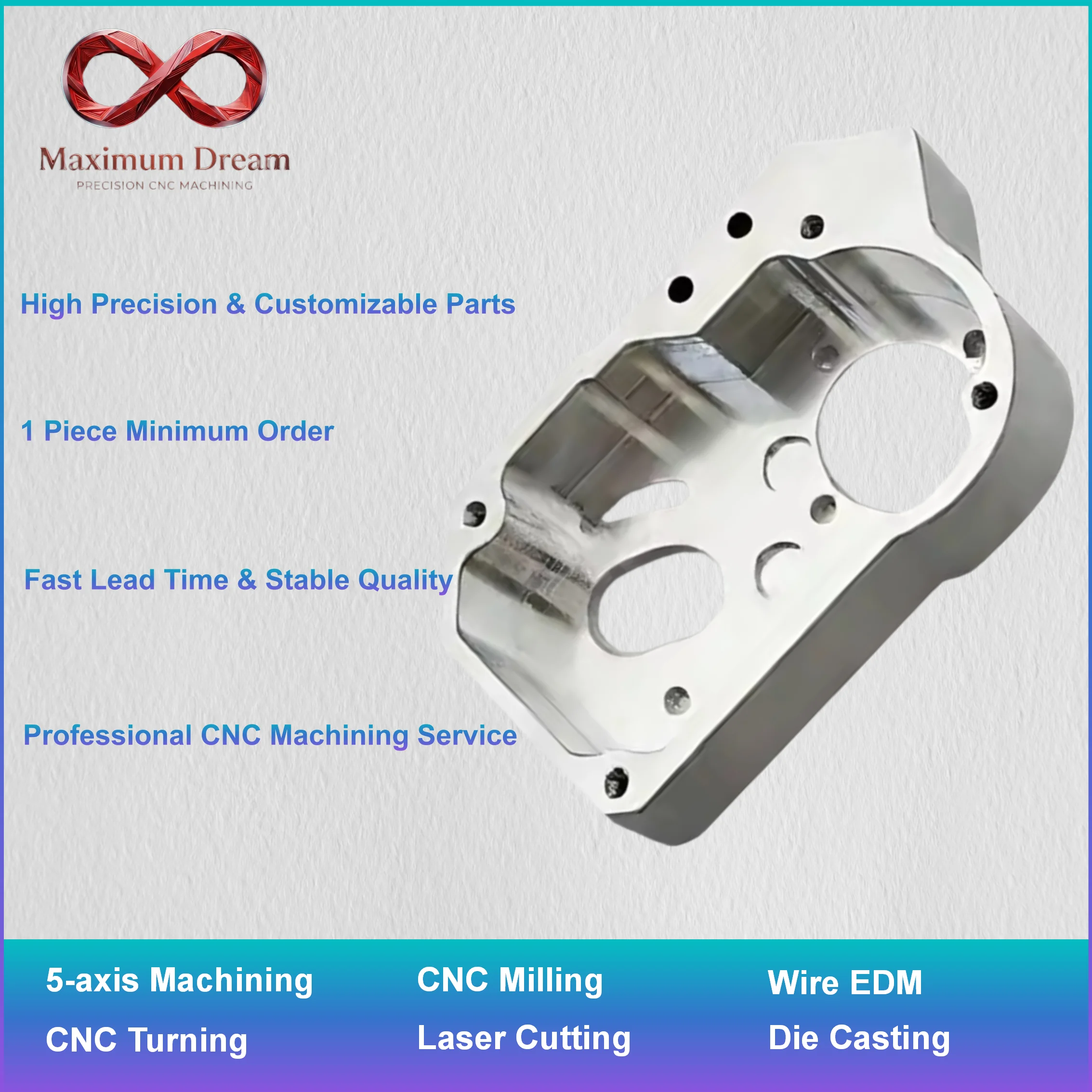 Custom CNC Milling Turning Service, 5-Axis Machining Aluminum High Precision Keyboard Case Hardware Component, 1pc