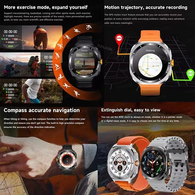 Para Samsung Galaxy Watch 7 Ultra GPS brújula NFC reloj inteligente deportes al aire libre hombre AMOLED BT llamada IP68 Galaxy 6 reloj inteligente actualizado