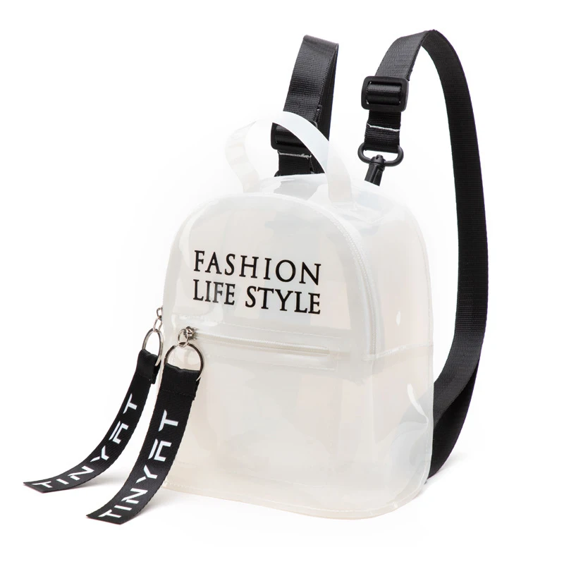 Womens Zip Shoulder Small Square Bag PVC Waterproof Laminated Solid Colour  Fashion Print Mobile Phone Bag Water Cup Backpack