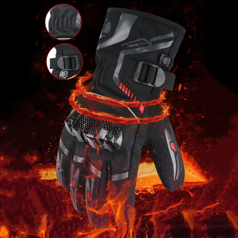 

2025 Winter Men Women Motorcycle Gloves Waterproof Warm Moto Guantes Double Fingers Touch Screen Motorbike Riding Glove