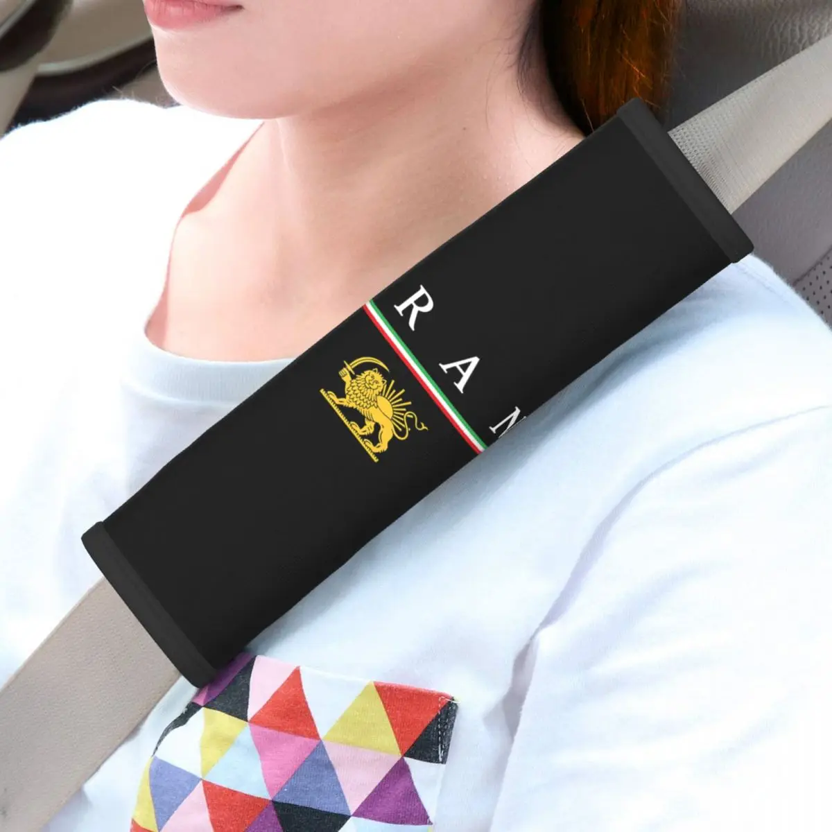 Iran Lion Flag Car Seat Straps Shoulder Pads Comfy Seat Belt Covers for Long Flight