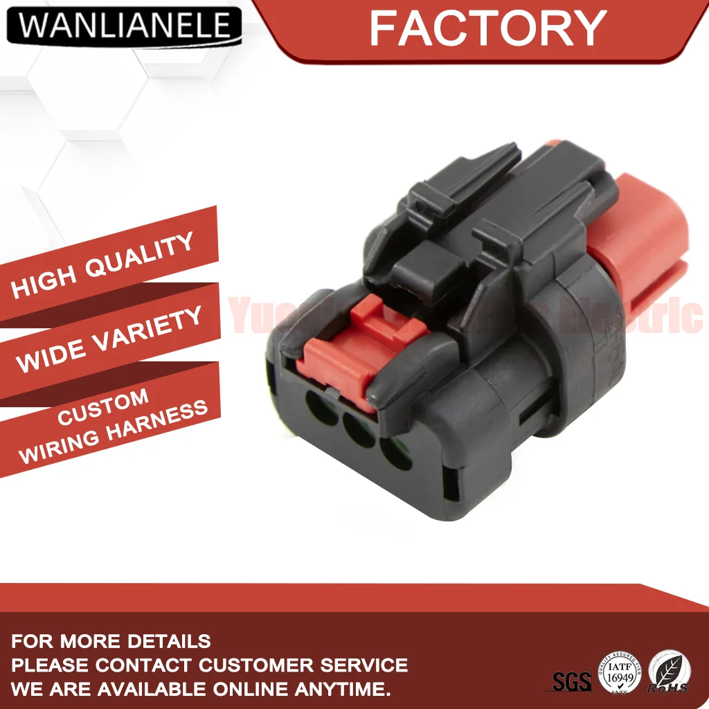 50 Sets 776429-1 3 Pin Sealed Connector Plug AMPSEAL 16 4.5mm 13A IP6K9K -40-125°C Black for Auto Sensor Harness