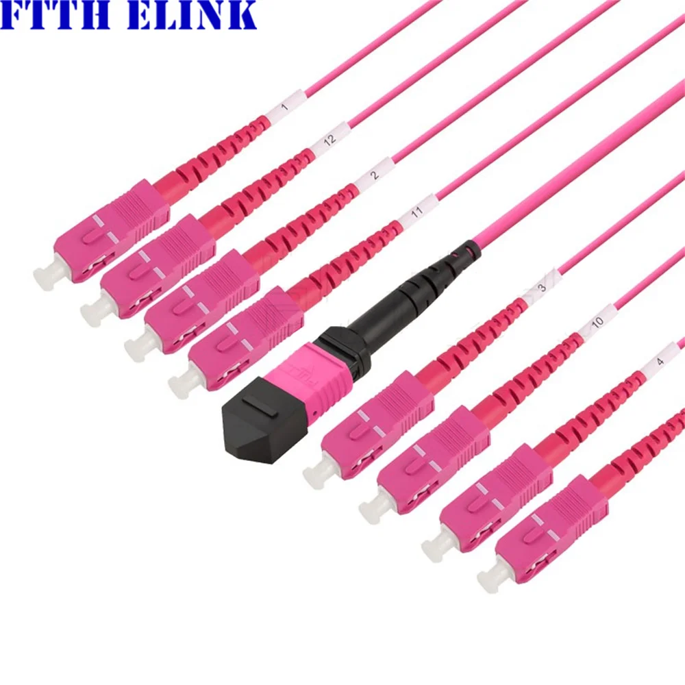 Женский MPO-SC Патч-корд OM4 8 ядер, 12 ядер, 1-50 м, 10 м, 5 м, MTP-8SC, 12SC, тип B, тип A, 8C, 12C, FTTHELINK 24 ядра