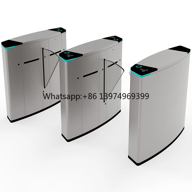 High Security Flap Barrier for Office Building Access Control Stainless Steel Flap Barrier for Metro Station Ticket Gate