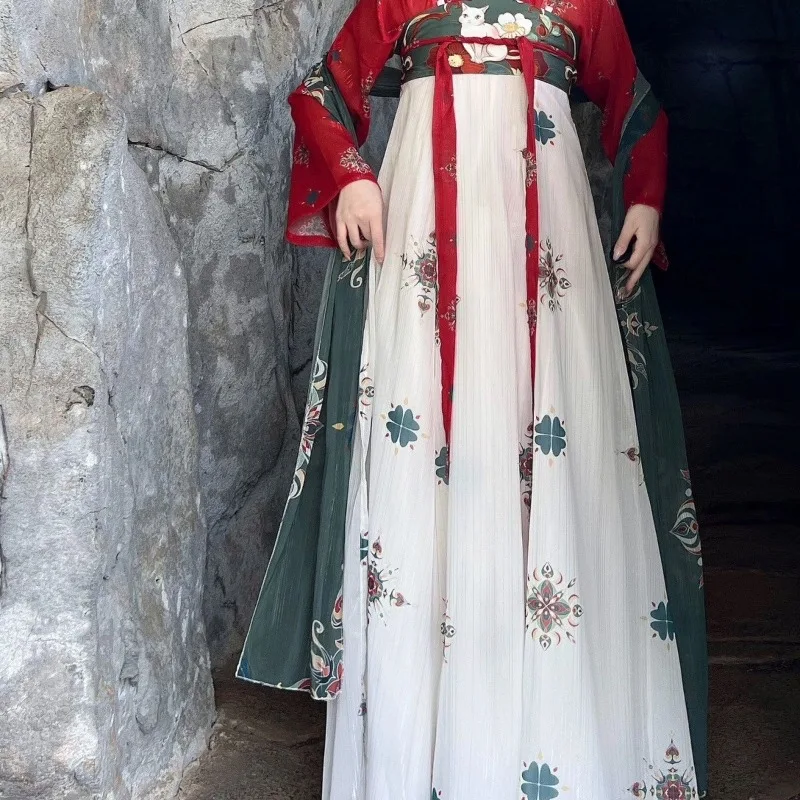 Tang Hanfu women's chest-length skirt new national style ancient clothing daily spring and summer three-piece set