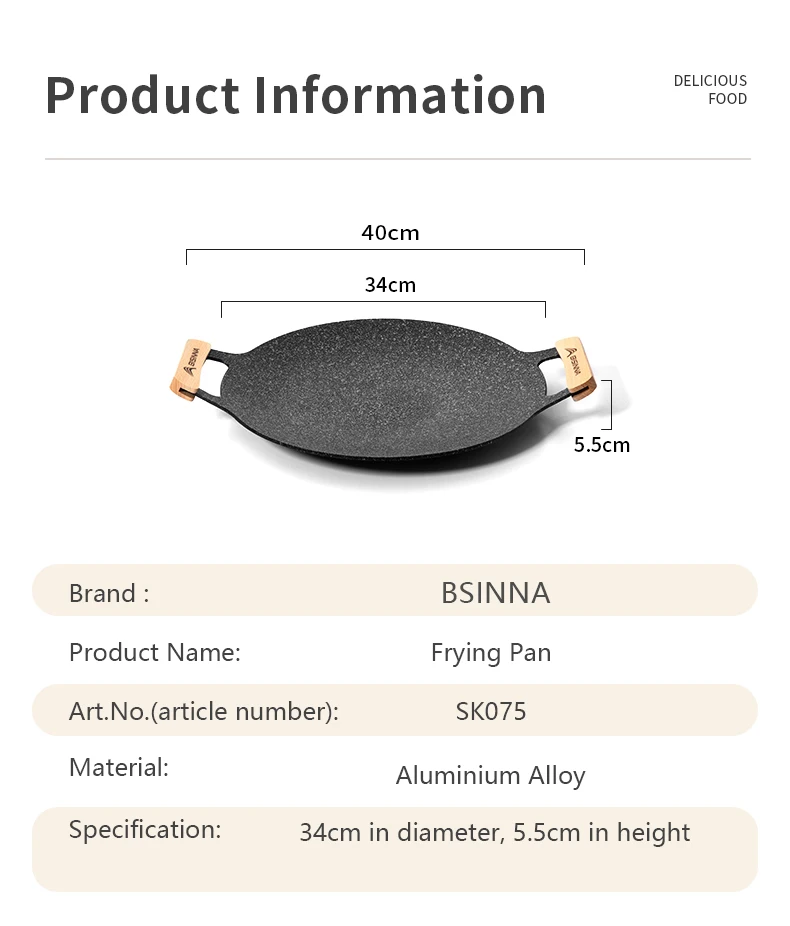 Bisinna 34cm im Freien Grill Grill pfanne Antihaft-Herd Backblech koreanische Roastig Grill platte Camping ausrüstung – Detail 11