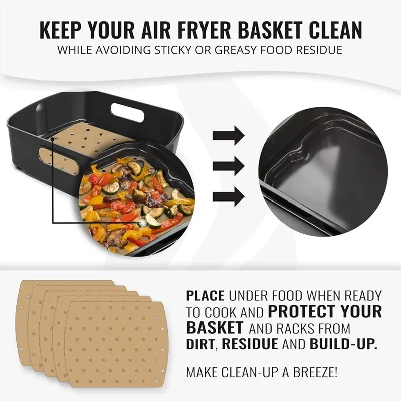 YANA35R Unbleached Parchment Paper Liner For Ninja Foodi Grill AG301-Heat-Resistant Air Fryer Accessories-100Pcs