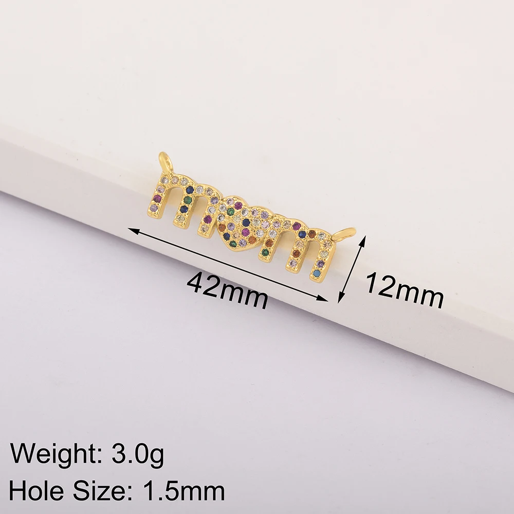 DIY Charm For Jewelry Making Necklaces Gold Color Copper Zircon Pendants Mom Letter Charms Unique Gift
