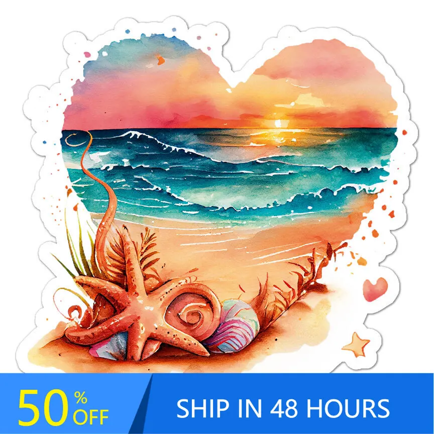 

Beach Love Starfish, Sticker, Cool Window Walls Truck Car Waterproof Vinyl Decal Sticker Trendy Vintage Funny