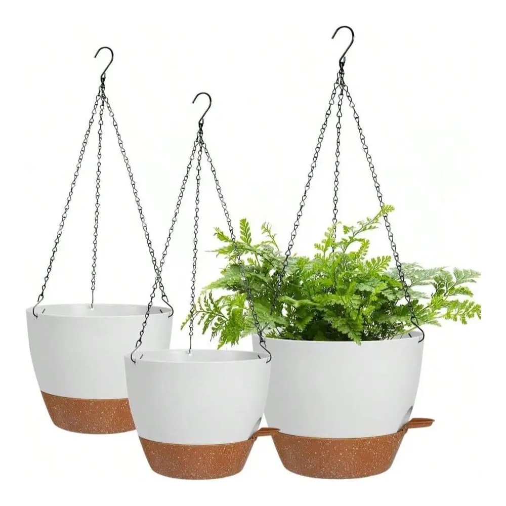 

10 9 8 Inch Hanging Planter For Indoor Outdoor Plants, 3 Pack SelfWatering Hanging Pot With Drainage Holes Hanging Planter Bask