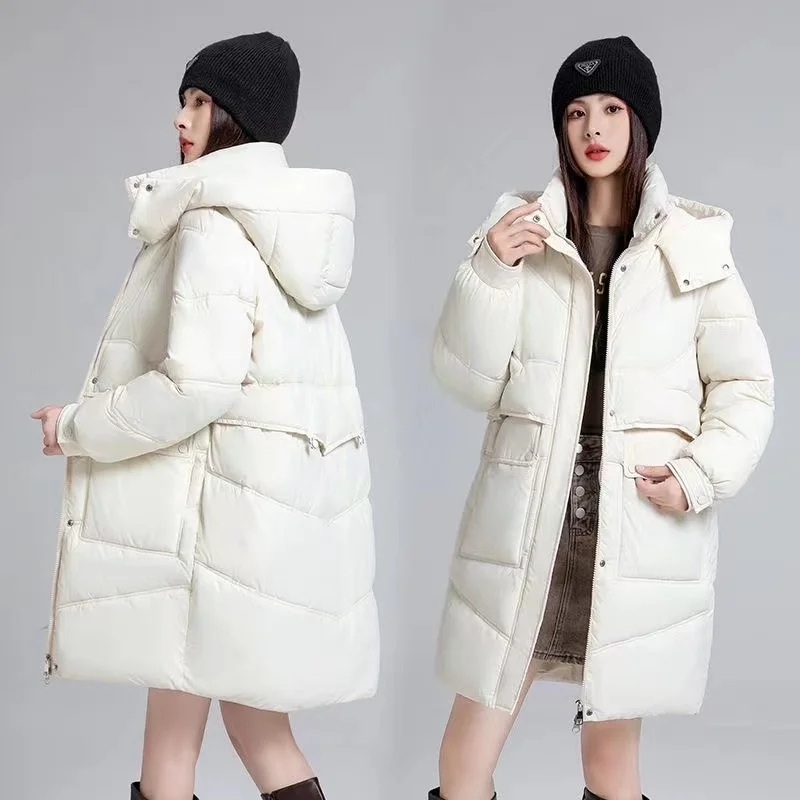 Imagem -02 - Jaqueta Acolchoada de Algodão Grosso para Mulheres Parkas Longas Cabolsas Grandes Outwear Feminino Solto Novo Inverno 2023