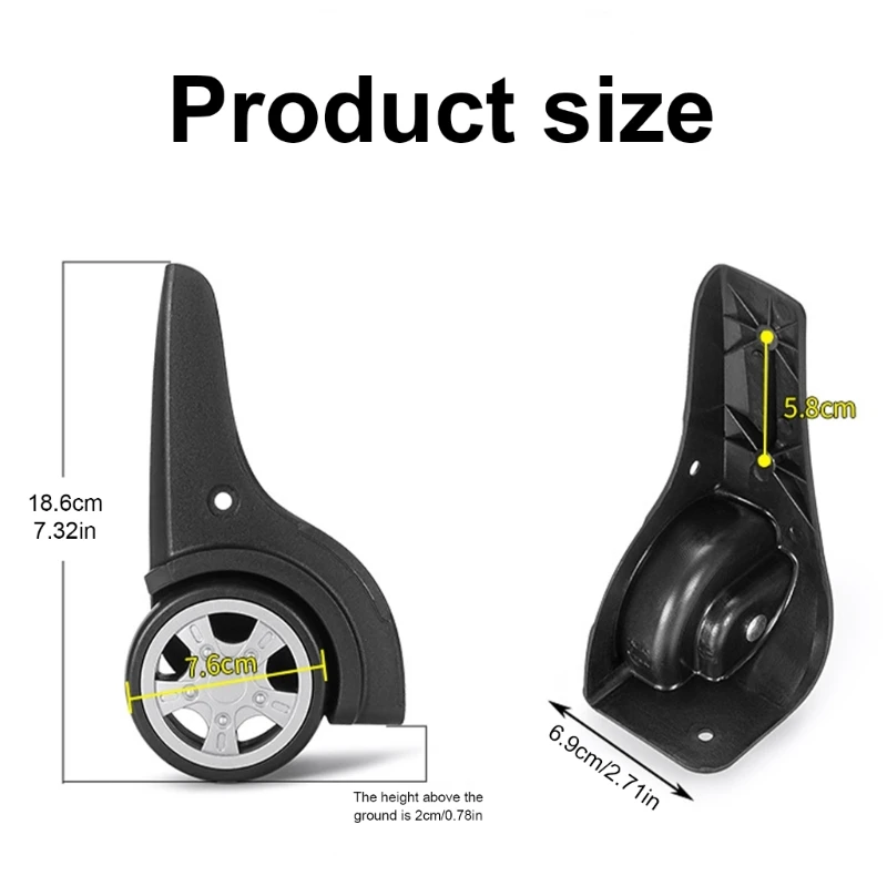 1 زوج عجلات الأمتعة عجلات حقيبة استبدال عجلات الأمتعة السفر البلاستيكية