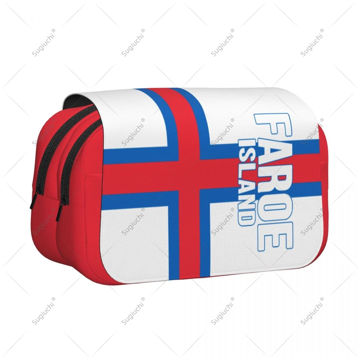 Pencil Case Scissors Bags 3D Faroe Islands Flag Double-layer Oxford Cloth Stationery Storage Pen Box Case