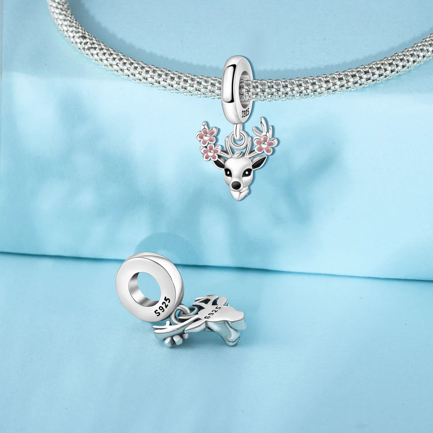 Orstarry S925 Sterling Silver Charm Cute Animal Cow Spotted Deer Bead Pendant For Bracelet DIY Jewelry Making Women Gift